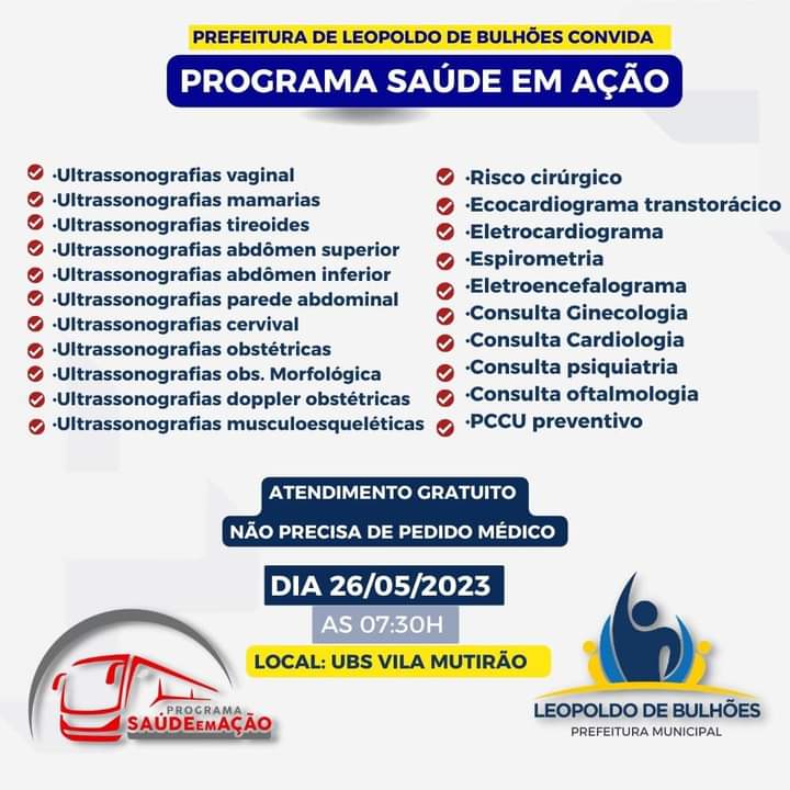 ​PREFEITURA DE LEOPOLDO DE BULHÕES REALIZA O PROGRAMA SAÚDE EM AÇÃO