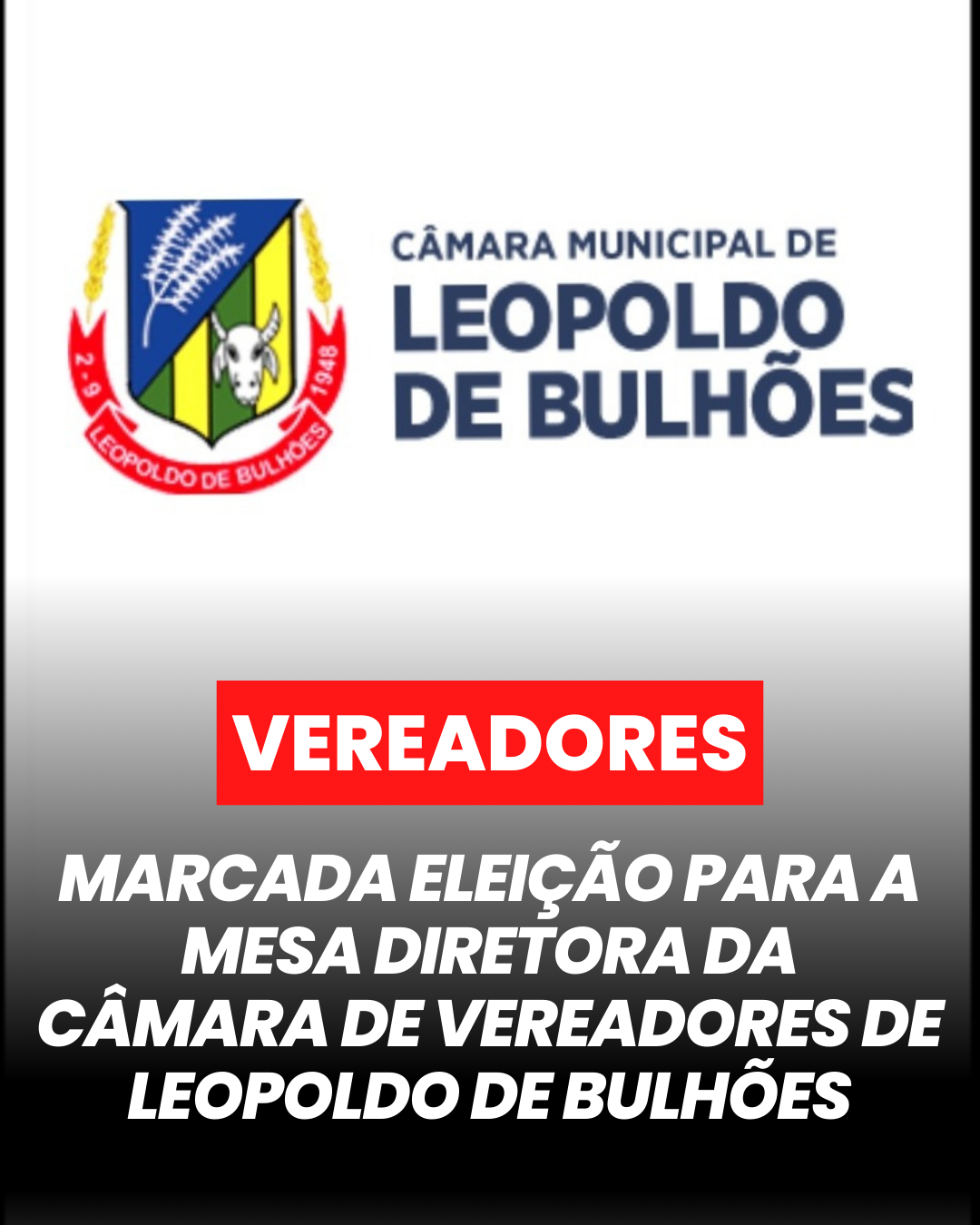 ​MARCADA ELEIÇÃO PARA A MESA DIRETORA DA CÂMARA DE VEREADORES DE LEOPOLDO DE BULHÕES.