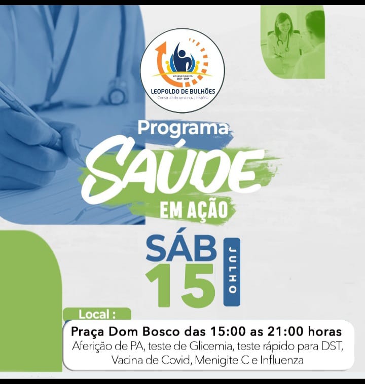 ​NESTE SÁBADO TEM O PROGRAMA SAÚDE EM AÇÃO NO CENTRO DA CIDADE