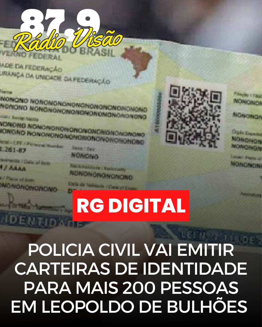 ​POLÍCIA CIVIL VAI EMITIR CARTEIRAS DE IDENTIDADE PARA MAIS 200 PESSOAS EM LEOPOLDO DE BULHÕES
