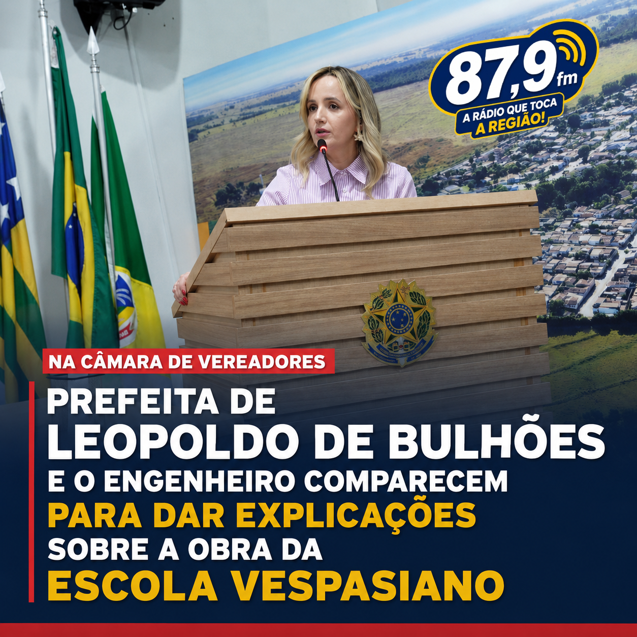 ​PREFEITA DE LEOPOLDO DE BULHÕES E ENGENHEIRO COMPARECEM NA CÂMARA MUNICIPAL PARA DAR EXPLICAÇÕES SOBRE A OBRA DA ESCOLA VESPASIANO
