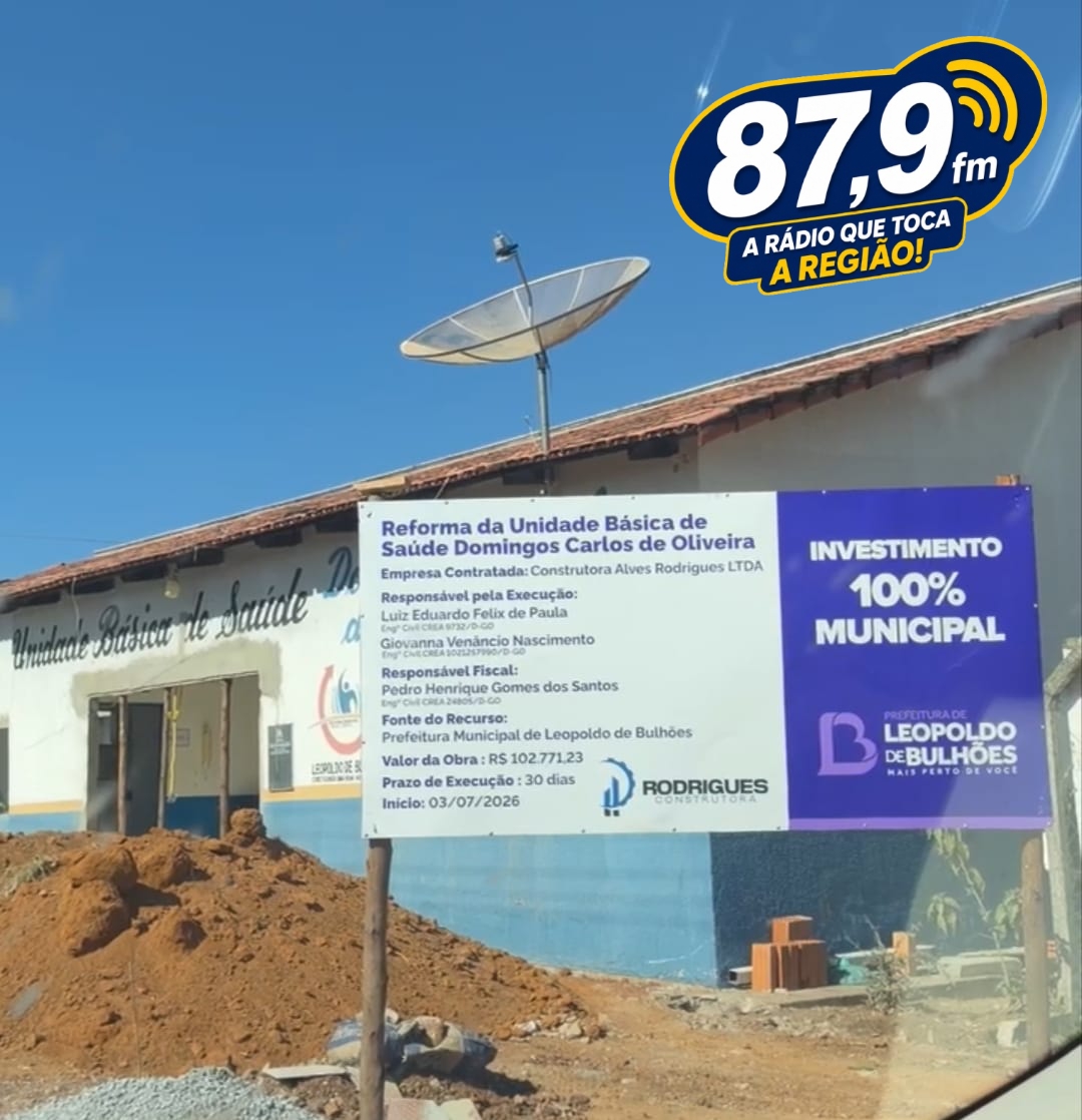 ​ESTÁ EM ANDAMENTO CINCO OBRAS DA PREFEITURA DE LEOPOLDO DE BULHÕES NAS ÁREAS DE EDUCAÇÃO, SAÚDE, ESPORTE E LAZER
