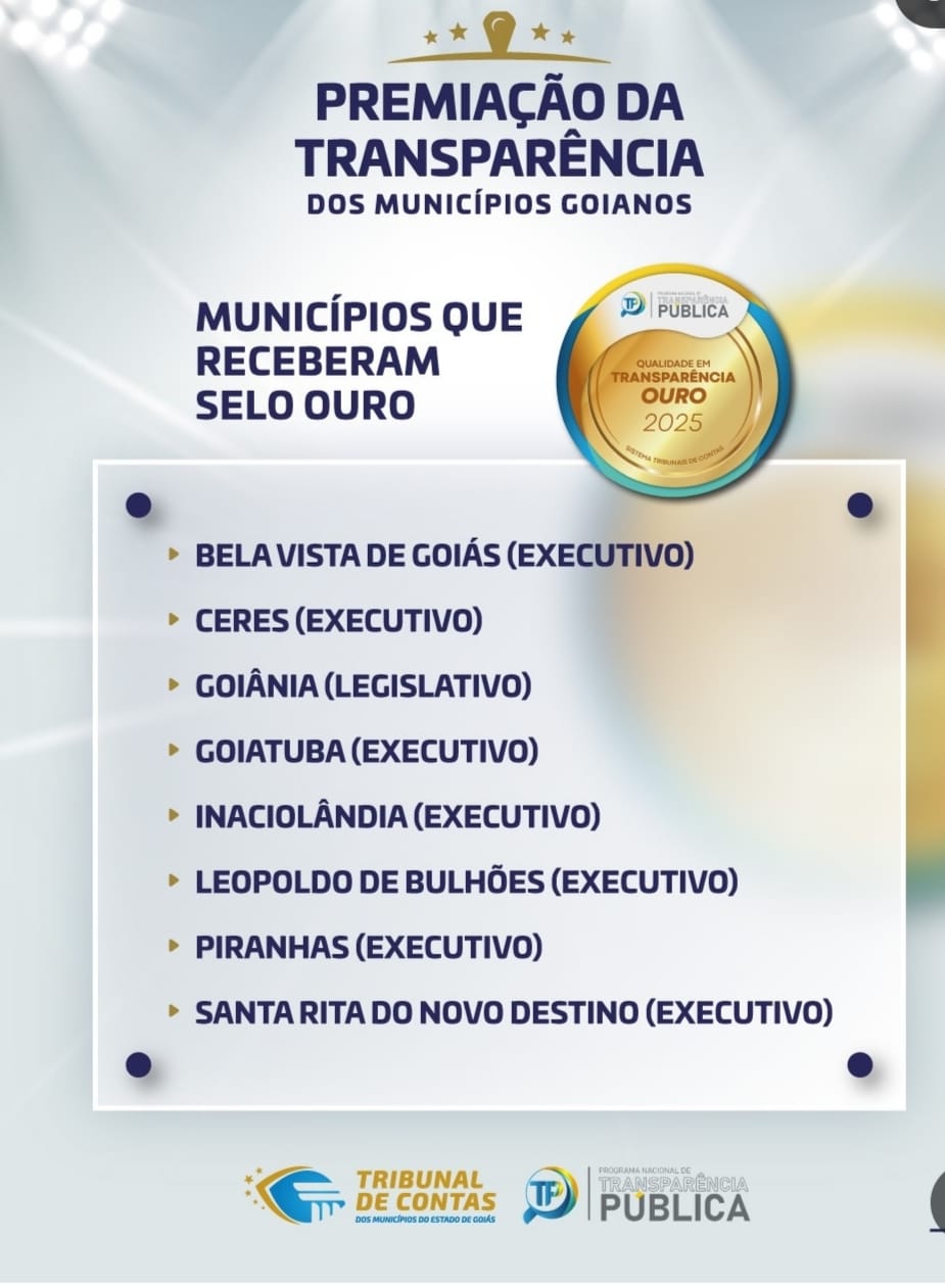 ​TRIBUNAL DE CONTAS DOS MUNICIPIOS DESTACA AS PREFEITURAS QUE RECEBERAM SELO OURO DO PROGRAMA NACIONAL DE TRANSPARÊNCIA PÚBLICA, UM DELES É LEOPOLDO DE BULHÕES.